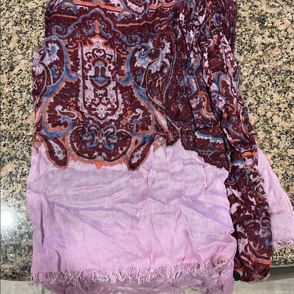 J Crew Bohemian Paisley Scarf in Pink and Burgundy